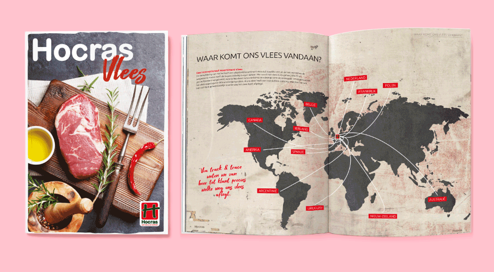 grafisch ontwerp vlees brochure cover en binnenwerk Hocras